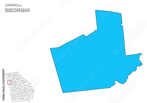 Carroll County Map, Georgia State, USA