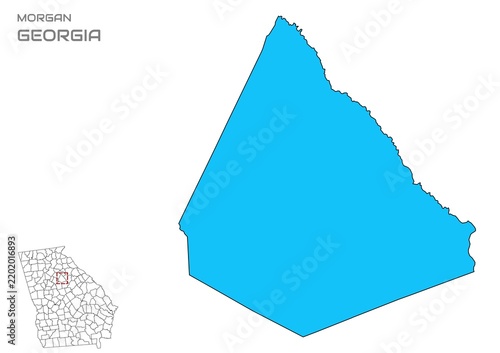 Morgan County Map, Georgia State, USA