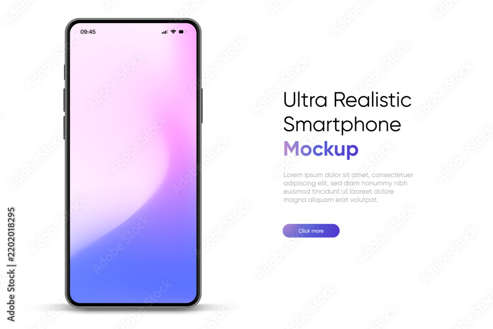 Obraz premium 3d realistic smartphone mockup with blank white screen. Black frame and soft shadow for mobile app. User interface. Web design. Presentation and digital technology vector template