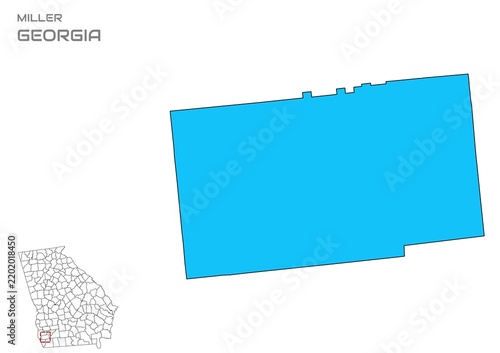 Miller County Map, Georgia State, USA