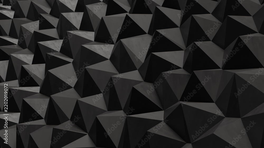 Fototapeta premium Dark Geometric Polygon Wall Background 3d render.