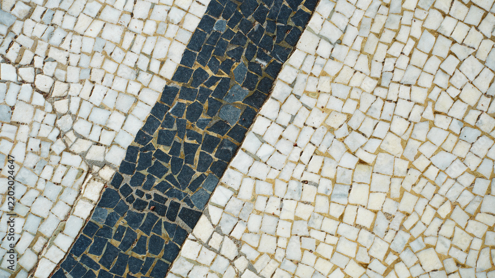 Obraz premium Mosaic floor texture with white and dark blue tiles