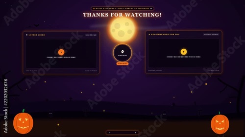 Halloween Graveyard End Screen 4K Animation