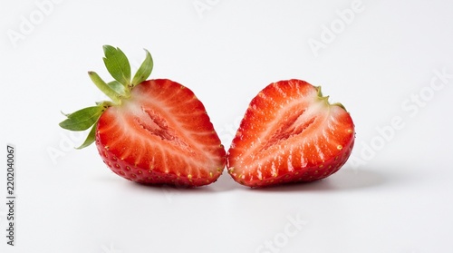 Fresh Strawberry Cut in Half Showing Juicy Interior