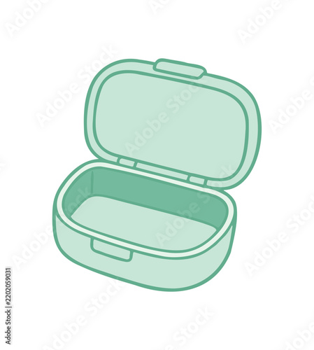 Green Plastic Lunch Box Vector Illustration