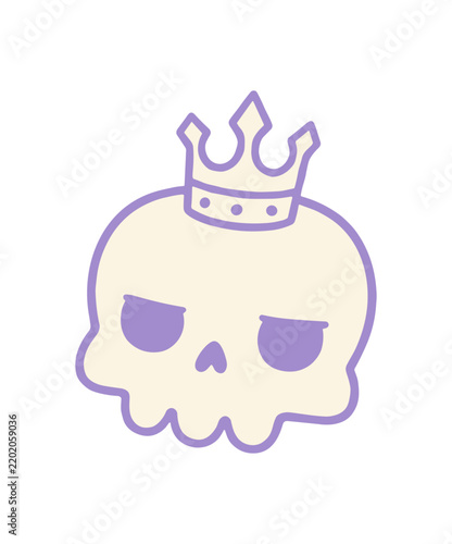 Cute Skull Illustration wearing a Royal Crown Vector Art