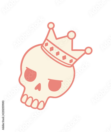 Minimalist Cartoon Skull wearing a Royal Crown Vector Graphic