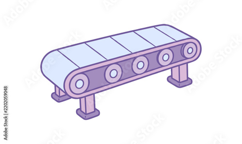 Pastel Industrial Conveyor Belt Vector Illustration
