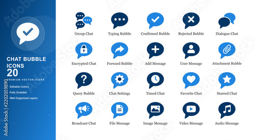 Chat bubble conversation icon set speech message dialogue talk discussion communication comment balloon quote reply typing forum feedback social texting messenger interaction support vector isolated