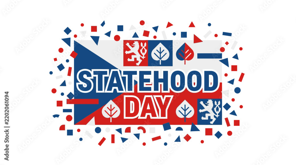 Obraz premium Czech Republic Statehood Day Celebration Graphic with National Colors