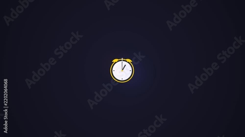 Yellow alarm clock ticking against a dark minimal background showing the passage of time smoothly