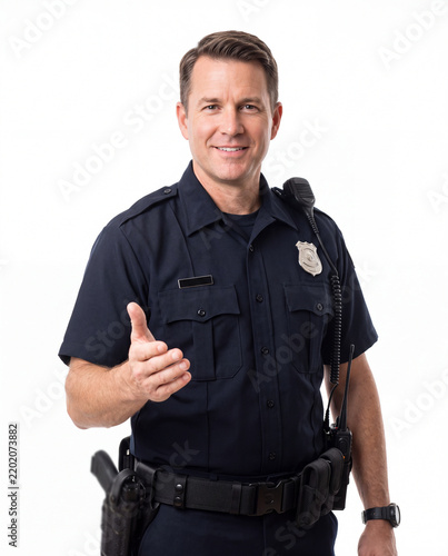 American law enforcement officer representing public safety, security, community protection, professional service and crime prevention.