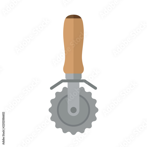 Pizza Cutter Tool with Wooden Handle, Kitchen Utensil for Baking and Cooking