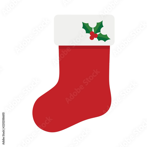 Red Christmas Stocking with Holly Berries - Festive Holiday Decoration