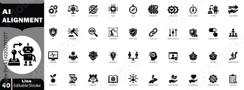 Foto AI alignment solid icon collection