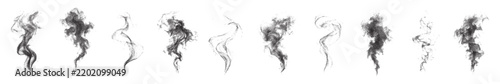 Set of Grainy Spray Stipple Smoke Effects with Rough Speckled Texture and Organic Wispy Forms, Vector Illustration