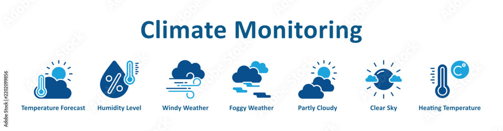 Obraz premium Climate Monitoring Web Icon with banner Collection
