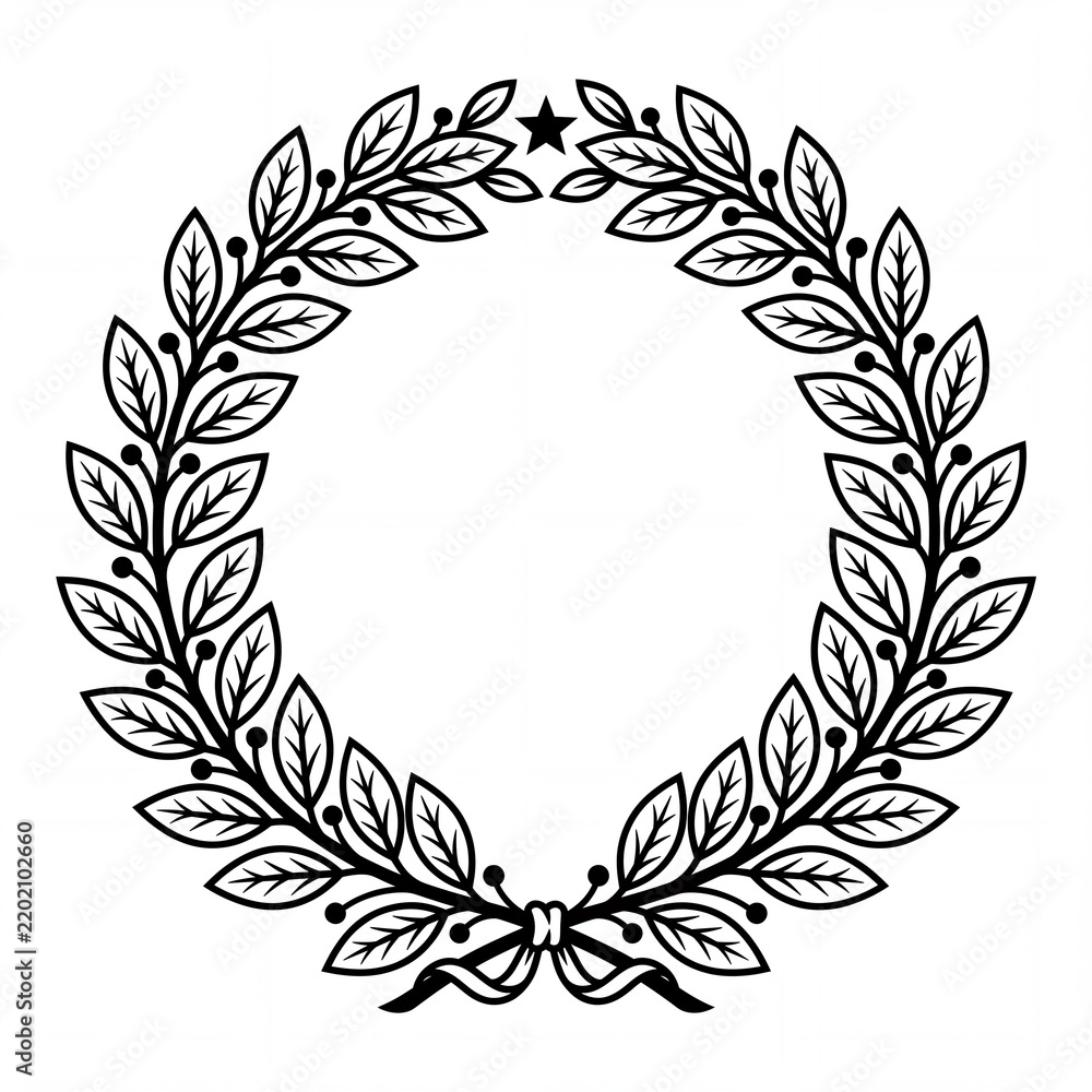 Obraz premium Black Laurel Wreath Icon Design