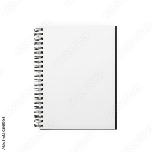 Blank white spiral notebook for notes and writing isolated on transparent background