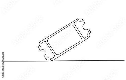 Принти на полотні Simple line drawing of a single admission ticket icon Vector, illustration
