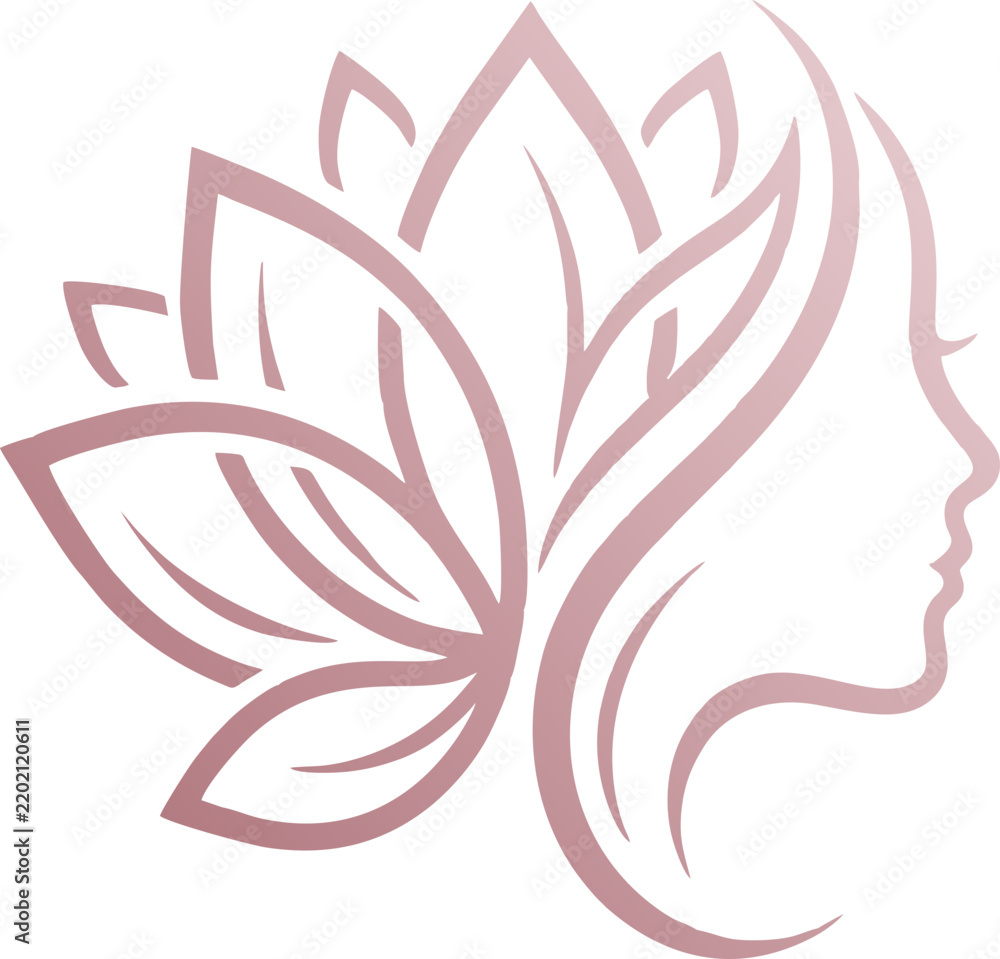 Obraz premium Elegant Woman Face Profile with Lotus Flower Logo Vector