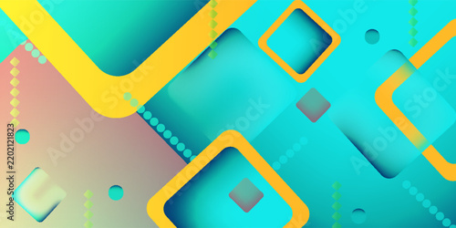 Colorful abstract geometric background with rounded squares, diagonal layers, and smooth gradients in blue, purple, green, and orange, creating a modern, playful, and dynamic visual style.