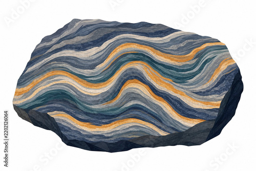 Metamorphic rock slab with wavy foliation bands