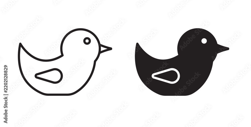 Fototapeta premium Duck icon flat outline in black