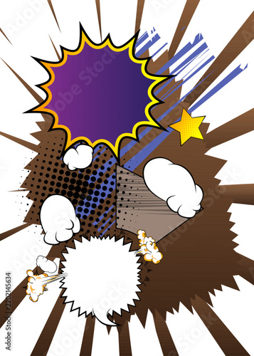 Vector cartoon background, colorful comic book backdrop. Retro comics pop art design.