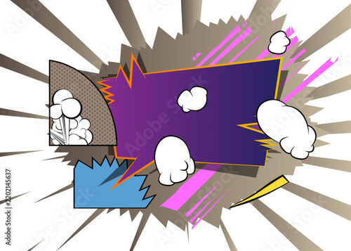 Vector cartoon background, colorful comic book backdrop. Retro comics pop art design.