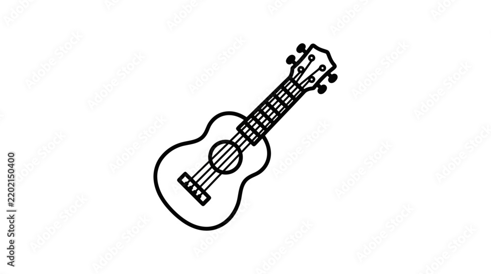 Fototapeta premium Ukulele or guitar line art icon for music.