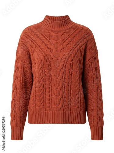 Orange sweater knit apparel clothing fashion mockup stylish warm textile mock up flat lay background