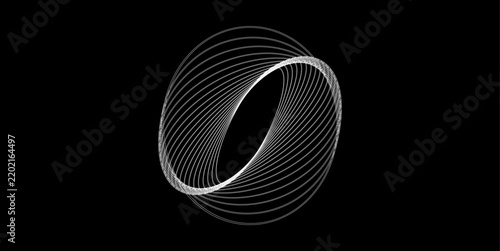 Abstract White Wireframe Torus Geometric 3D Illustration