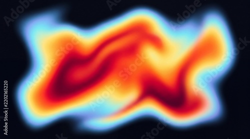 Abstract Thermal Gradient Heat Map Vibrant Fluid Aura Shape Isolated on Dark Background Graphic Element