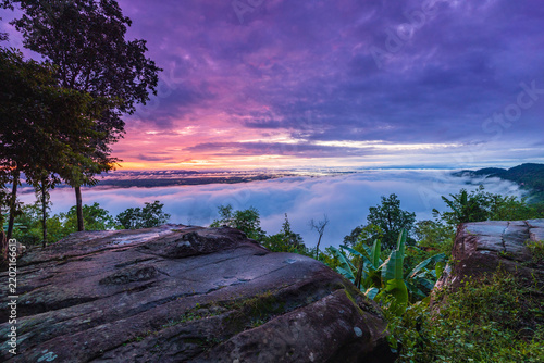 Beautiful sunrise in Phu Wiang National Park, Khon Kaen  province, ThaiLand.