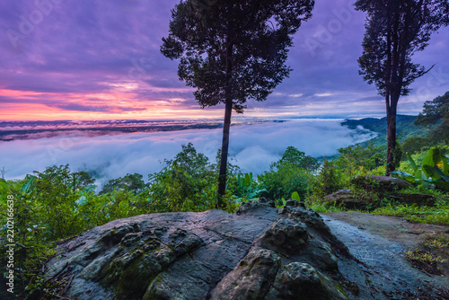 Beautiful sunrise in Phu Wiang National Park, Khon Kaen  province, ThaiLand.