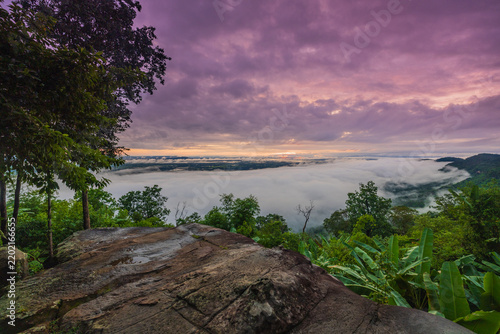 Beautiful sunrise in Phu Wiang National Park, Khon Kaen  province, ThaiLand.