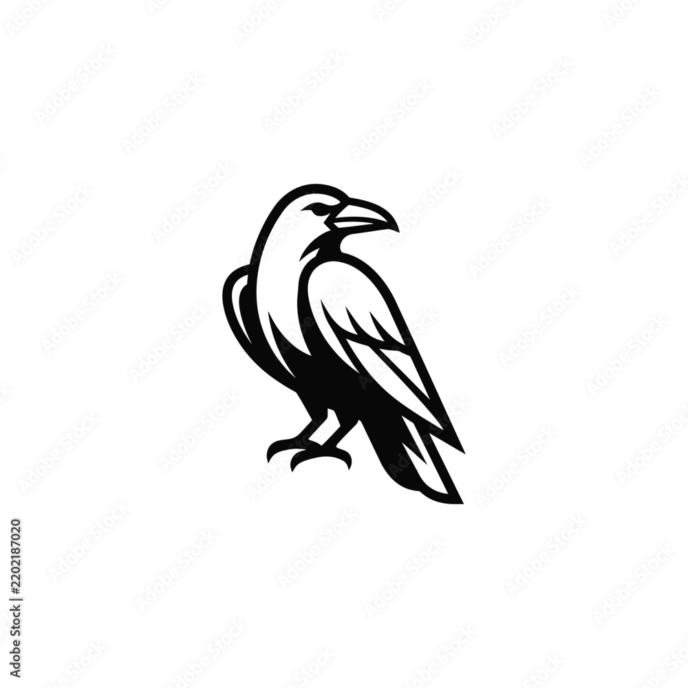 Obraz premium Stylized Black Raven Bird Silhouette Icon.