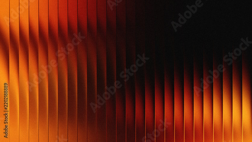 Vertical striped glass background orange black gradation. Wavy glass texture, striped frosted surface	