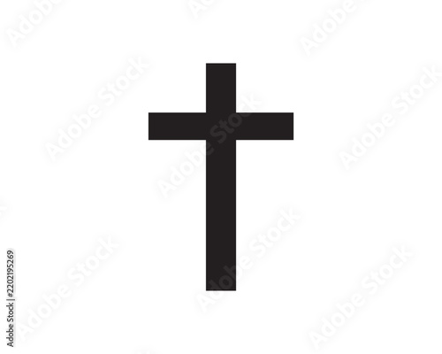 Christian cross symbol black silhouette icon isolated on white background with religion icon faith sign christianity emblem holy crucifix spiritual sha