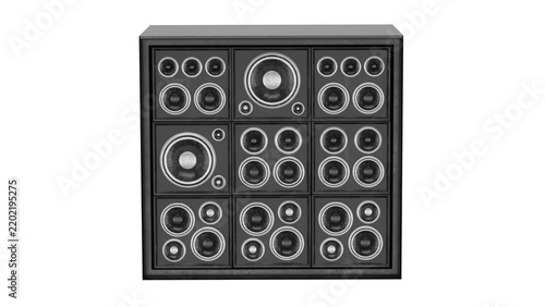 Fotografie 3D render of a large neatly arranged speaker system