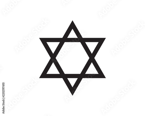 Star of david symbol black outline icon isolated on white background with religion icon judaism sign hexagram shape spiritual emblem hebrew graphic