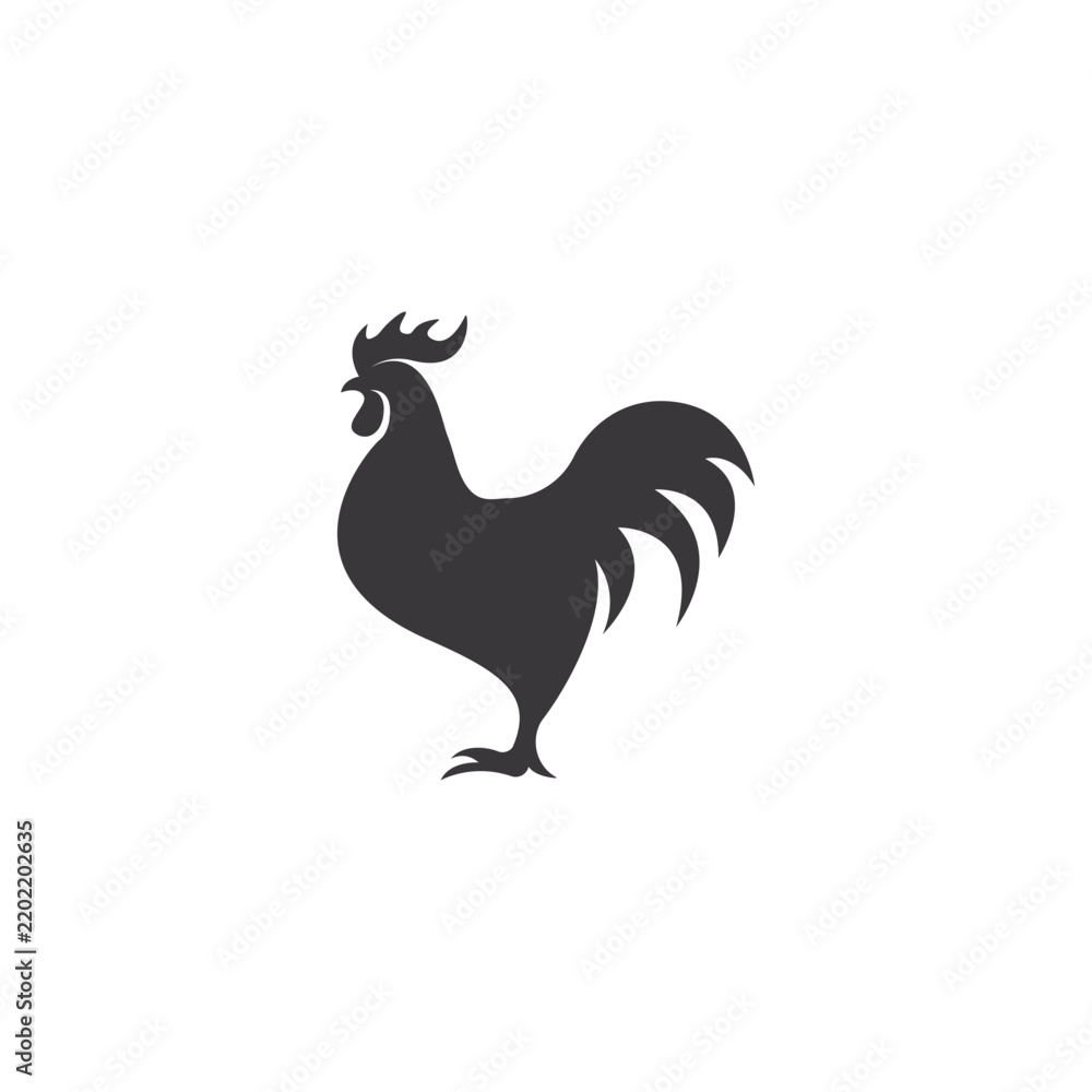 Fototapeta premium rooster logo icon template design.silhouette of rooster chicken animal logo illustration