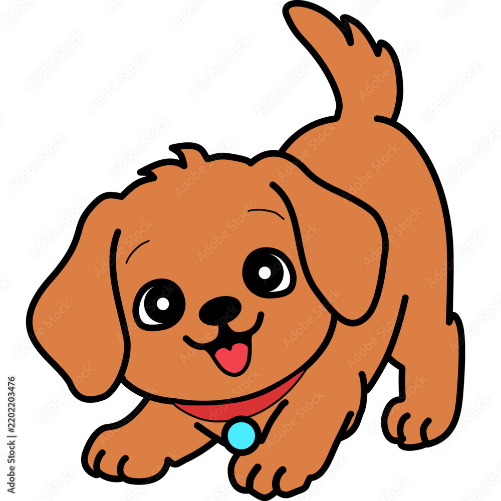 Fototapeta premium dog, animal, cartoon, puppy, pet, illustration, cute, fun, happy, brown, drawing, funny, pets, smiling