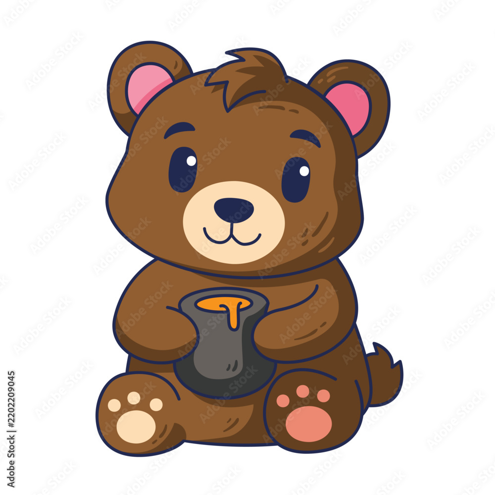 Fototapeta premium Cute Baby Brown Bear Character Vector Illustration
