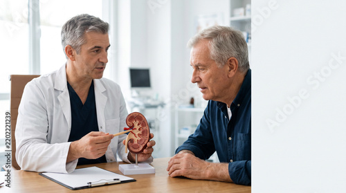 Urologist explaining kidney health to mature patient