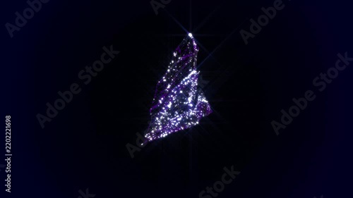 Glowing Halloween Bat Made of Purple Particles and Wireframe, 4K Seamless Loop