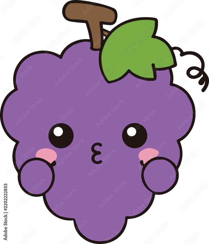 Fototapeta premium Cute Cartoon grapes Vector Illustration
