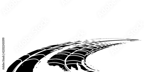 Auto tire tread grunge element. Car and motorcycle tire pattern, wheel tyre tread track. Black tyre print.
