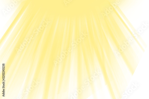 Golden light rays vector overlay. Bright yellow sunburst shining down on white background. Abstract solar flare beam effect for summer design, spotlight stage, and glowing backdrop.
